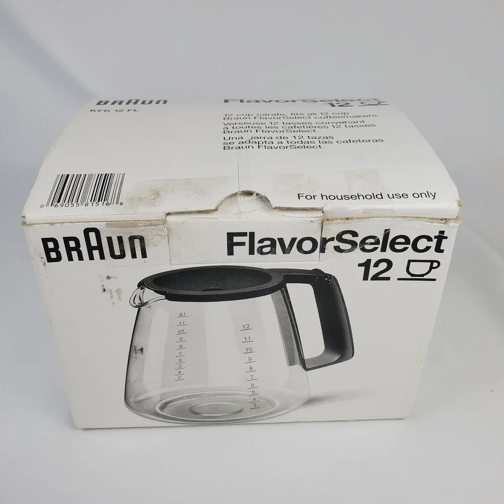 Braun Flavor Select 12 Cup KFK12FL Carafe Glass Replacement Coffee Pot OPEN BOX